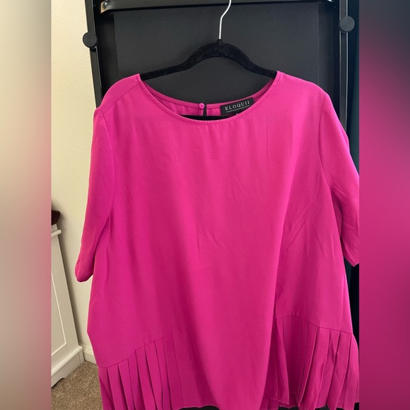 Pink side pleated Eloquii top - Picture 5 of 7